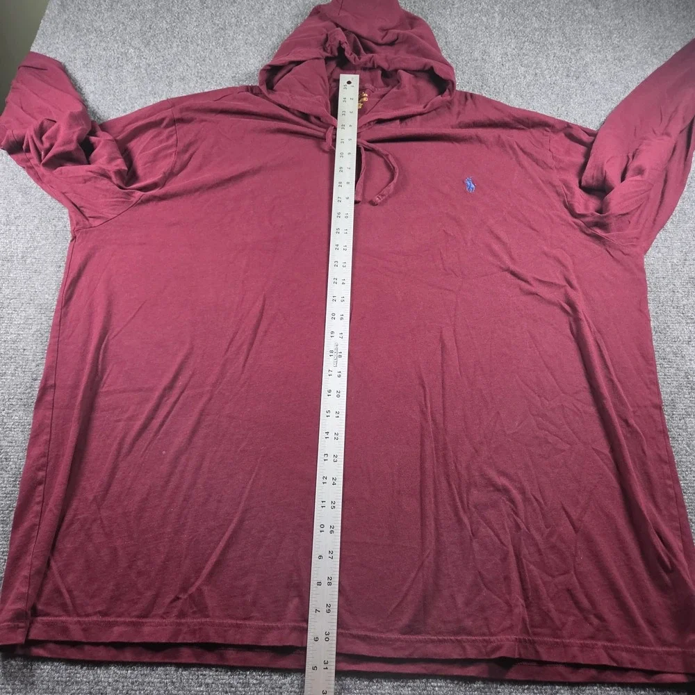 Polo Ralph Lauren Hoodie Mens Size 3XB Red Lightweight Pullover Blue Pony